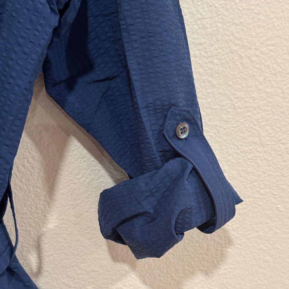 Harshman Long Sleeve Navy Shirt Dress, M - Picture 5 of 8
